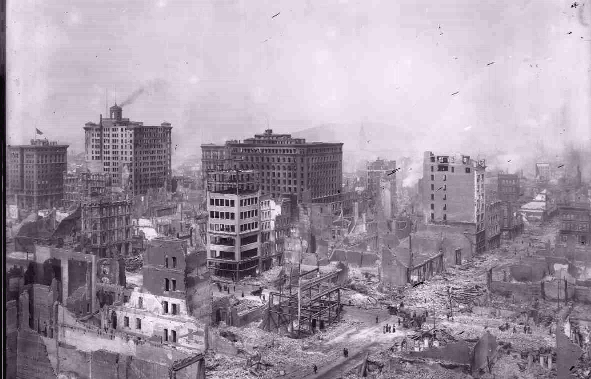 Wreckage in the Financial District.