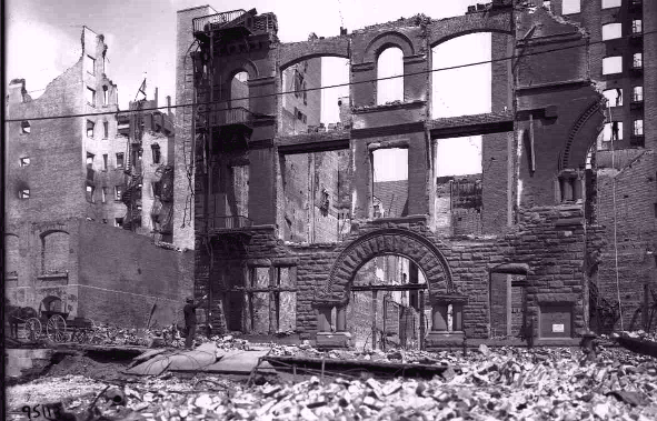 Damaged buildings.
