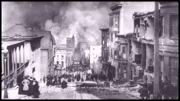 Sacramento Street and approaching fire