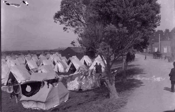 One of several large relief camps established by the U.S. Army at the Presidio
      of San Francisco.