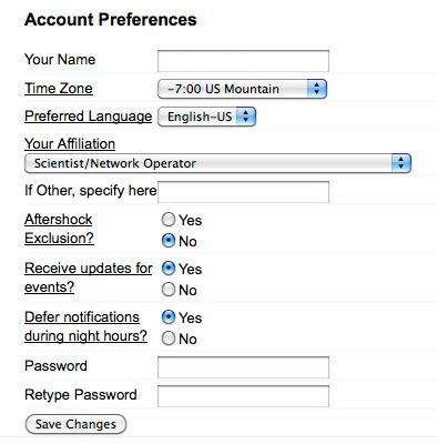 Account preferences panel