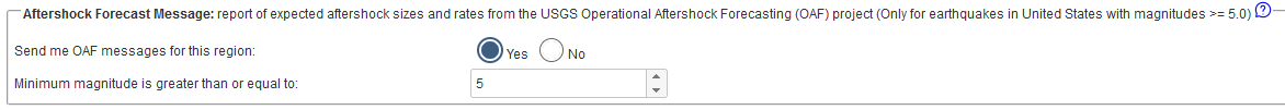 Aftershock forcast setting