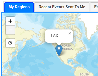 Map toolbar with the Edit 
            button visible and a selected marker showing its point name above it.