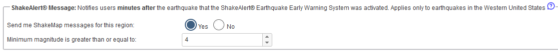 ShakeAlert setting