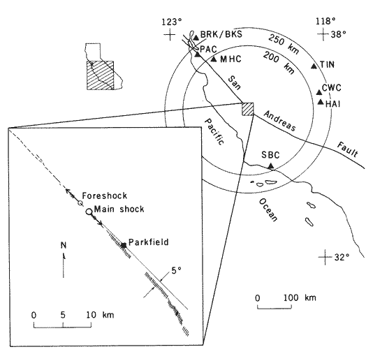 Parkfield location map