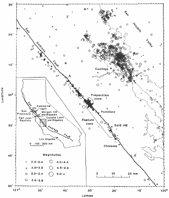 Map of earthquake epicenters