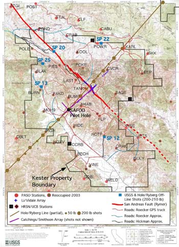 Map of Kester's property showing relevant shots and data sets