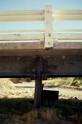 Photo of Parkfield Bridge, shifted by movement on fault.